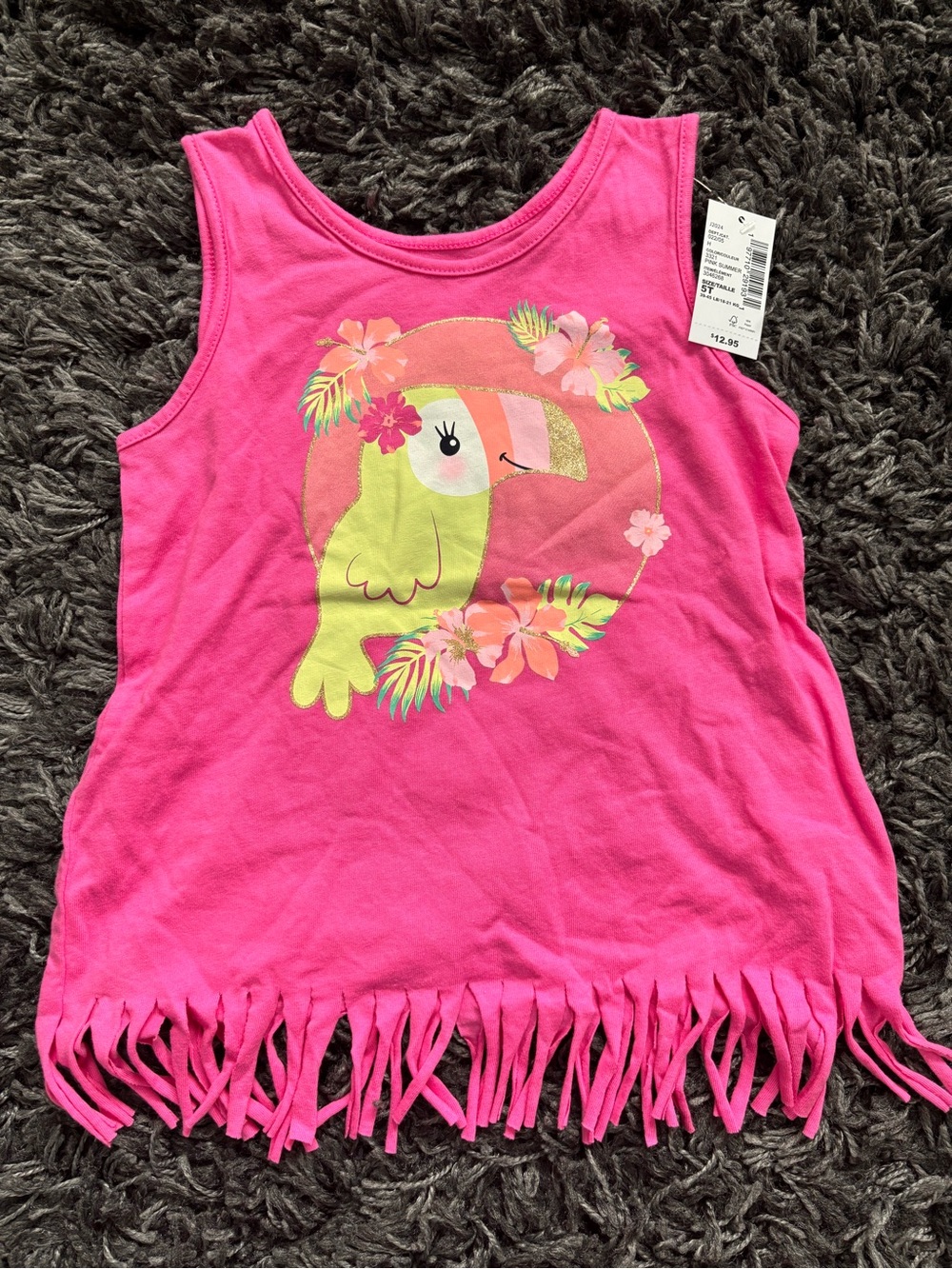 The Children's Place Hot Pink Toucan Fringe Tank